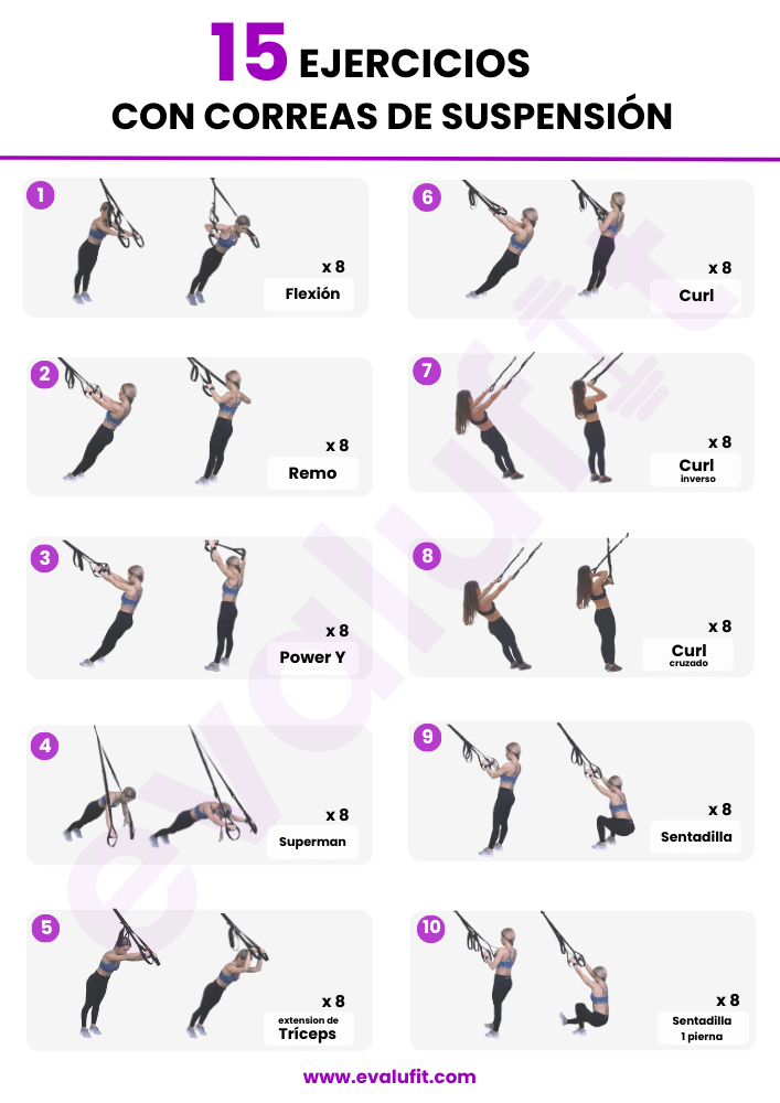 15 ejercicios con correas de suspensión TRX - Evalufit