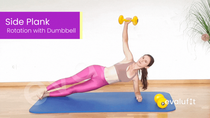 Side Plank Rotation with Dumbbell - Evalufit
